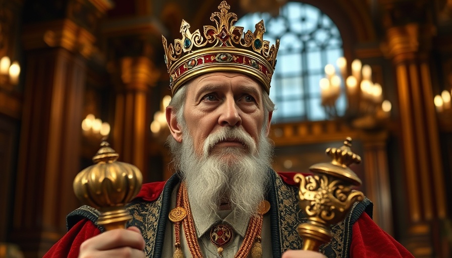 Anthony Hopkins Mary themed regal king with crown in cinematic style.