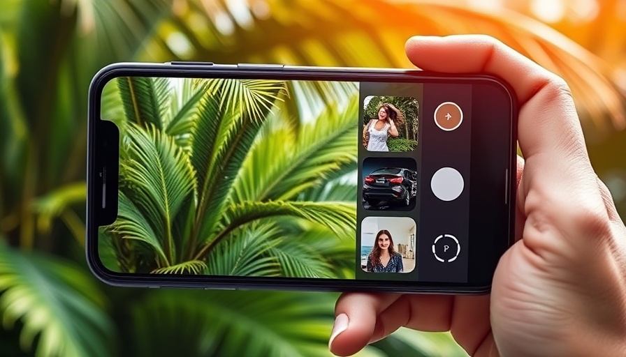 PixelShot app interface on smartphone in natural outdoor setting.