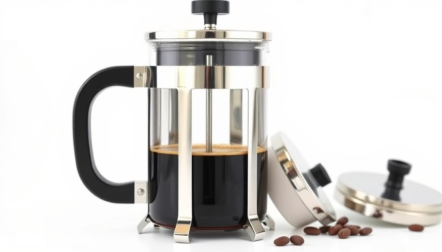 Sleek French press coffee maker perfect for coffee gifts.