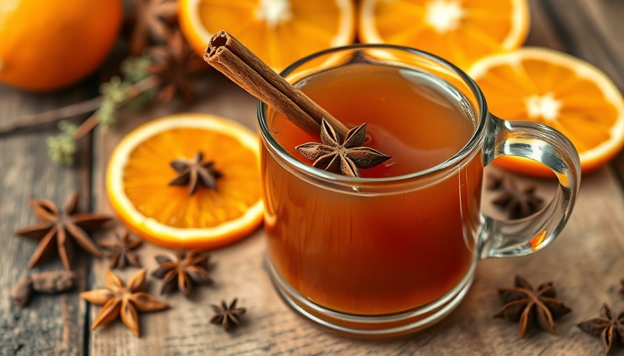Canelazo Recipe drink with cinnamon and star anise in a glass mug.