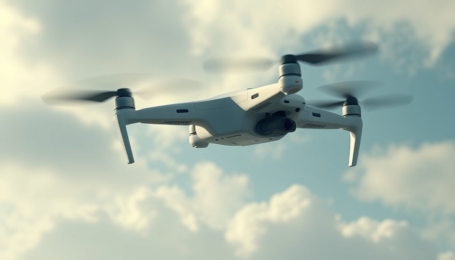 Drone delivery healthcare technology flying in cloudy sky