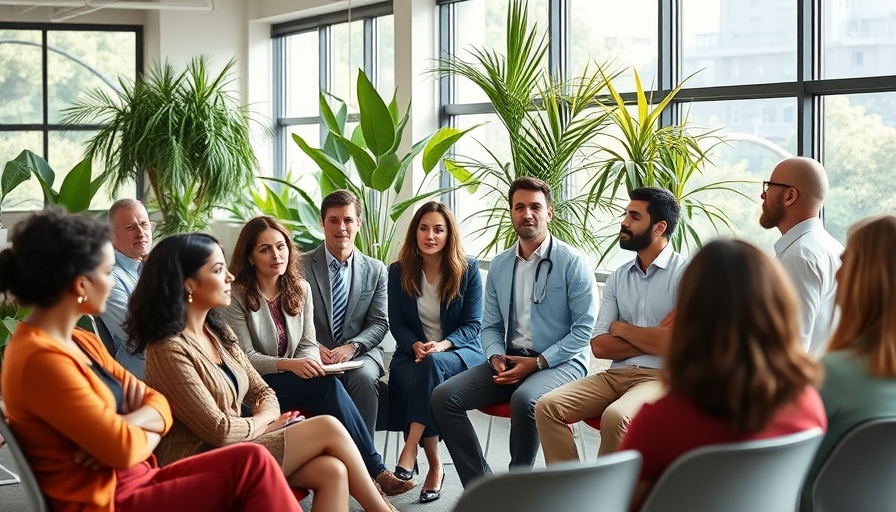 Corporate wellness seminar with diverse professionals.