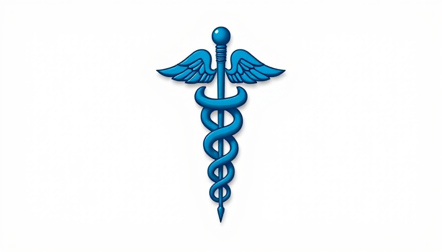 Stylized medical caduceus symbol for biosimilars switch.
