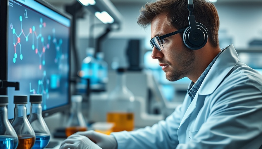 Scientist in lab focusing on Parkinson's research with molecular models.