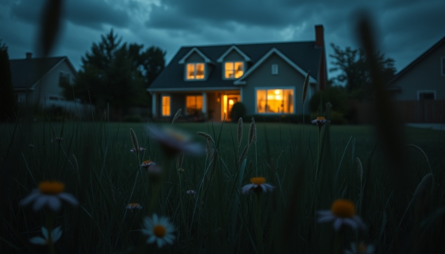 Suburban house with wild overgrown lawn illustrating home health hazards.