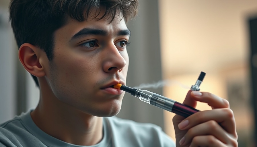 Contemplative young adult holding vape pen, vaping health effects.