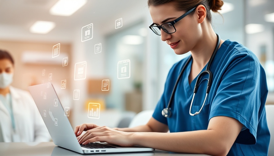 Revenue Cycle Management concept with medical professional using a laptop.