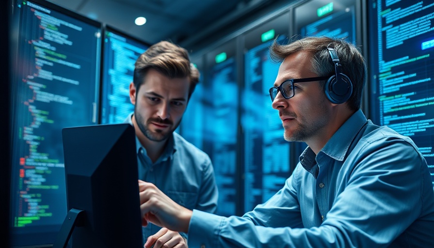 Tech professionals analyzing code for data-driven healthcare solutions