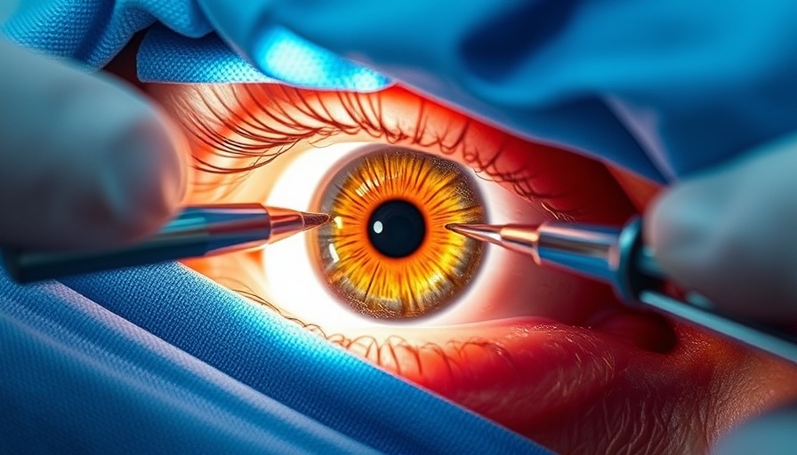 Close-up of an eye in refractive surgery procedure, detailed and focused.