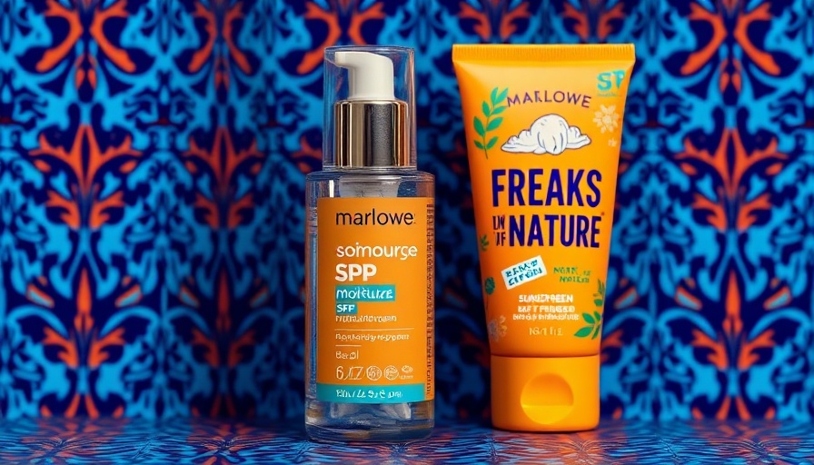 Marlowe SPF moisturizer and Freaks of Nature sunscreen on blue grid