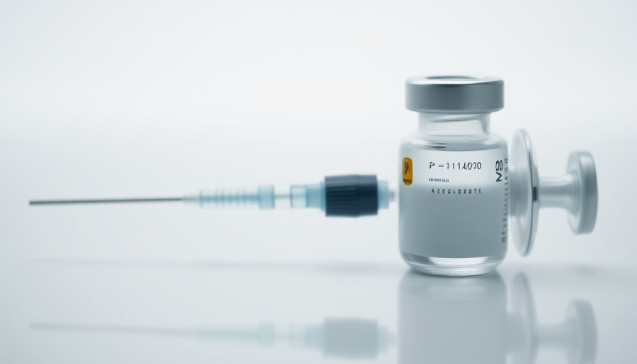 Close-up of syringe with shingles vaccination bottle