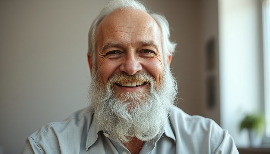 Smiling older man portrait with gray beard