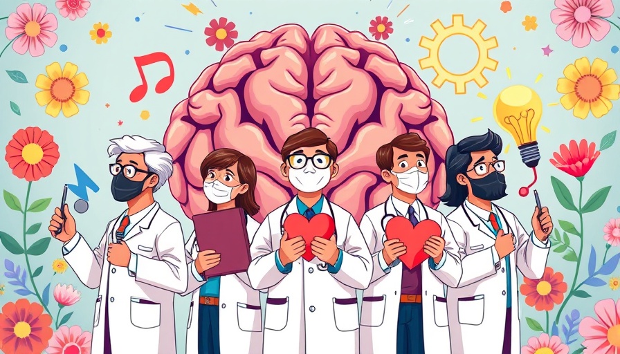 Infographic with doctors promoting brain health through symbols.
