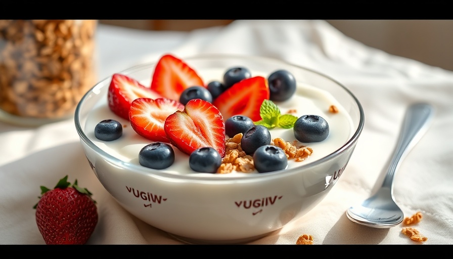 Healthy breakfast bowl with yogurt, fresh berries, and granola.