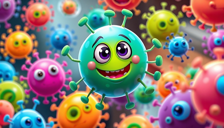 Cartoon cells lineup illustrating biolaser cancer detection concept