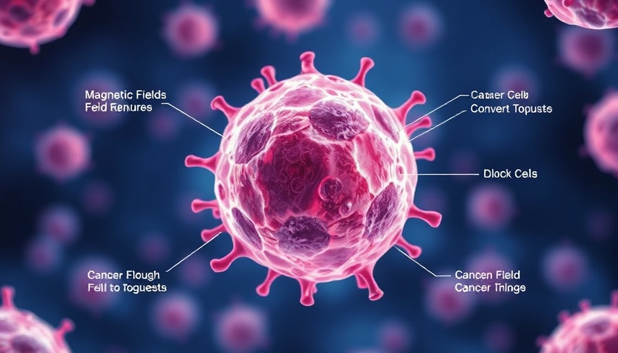 Illustration of magnetic fields in cancer treatment for chemo enhancement.