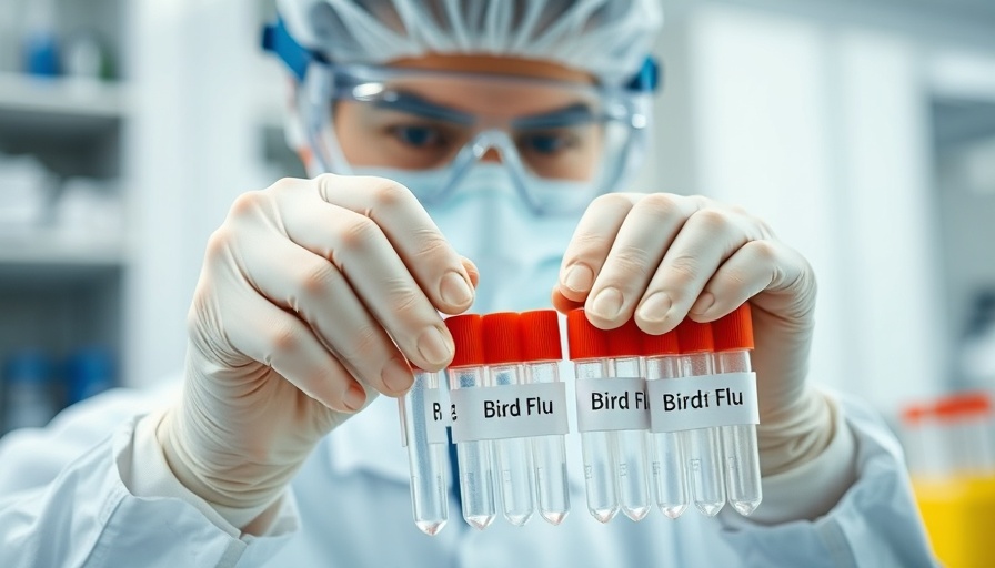 Laboratory worker handling avian influenza bird flu test tubes.
