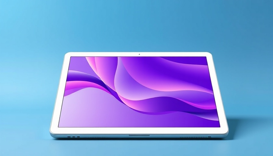Sleek iPad Air with purple display on teal background for iPad Air sale.