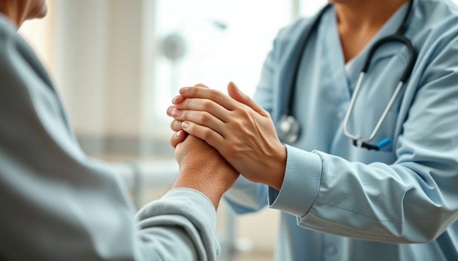 Palliative care: professional and elderly patient hand-holding.