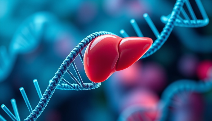 Stylized illustration of Alagille Syndrome DNA and liver.
