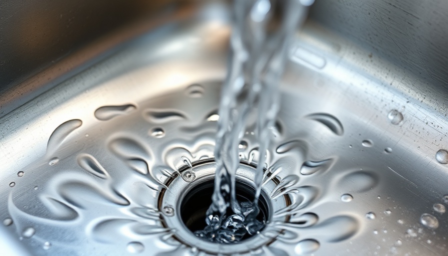 Close-up of water flowing into a metal sink, arsenic exposure risk.