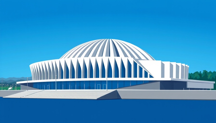 Abstract illustration of Oslo Opera House with geometric shapes.