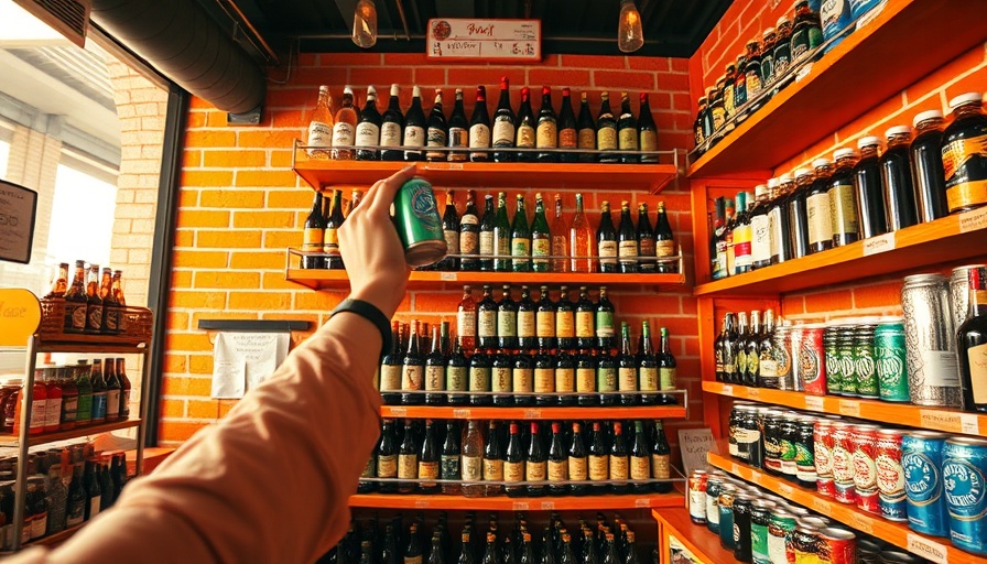Nonalcoholic bottle shop interior with colorful beverage display.