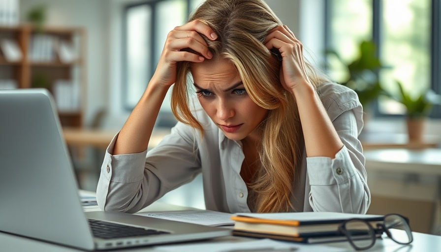 Woman experiencing digital eye strain at a laptop in an office.