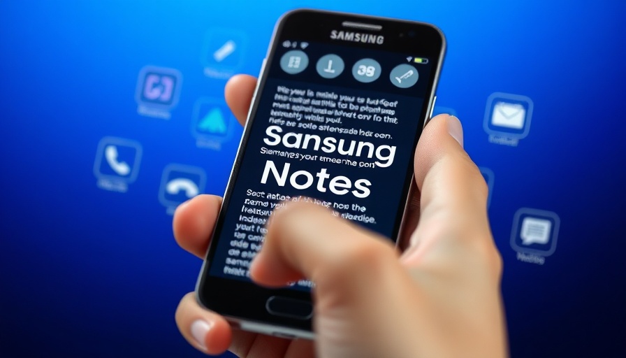 Samsung Notes app on smartphone with colorful icons and text.