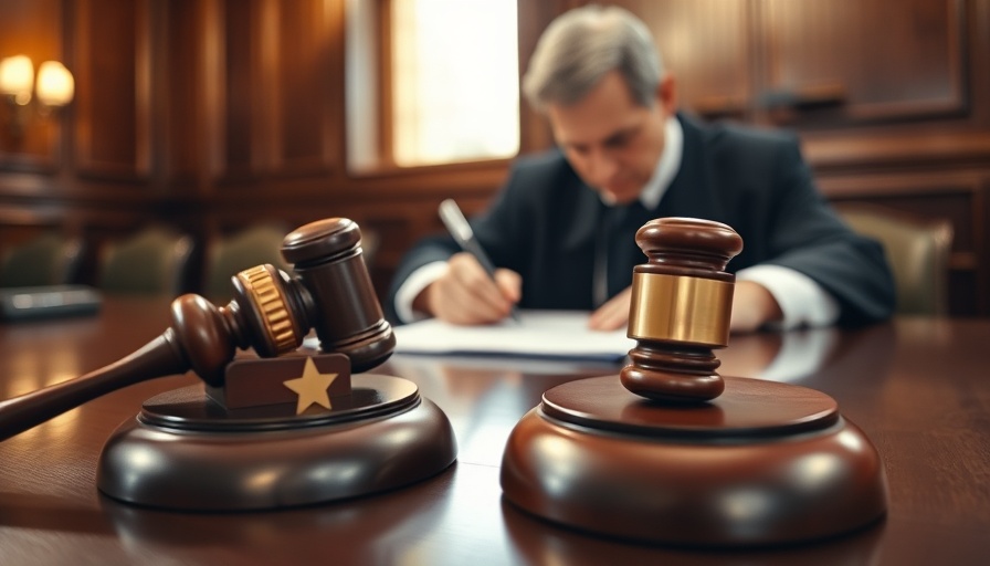 Judge writing with gavel in courtroom, related to medical malpractice.