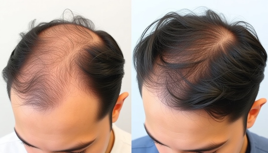 Hair restoration results before and after comparison.