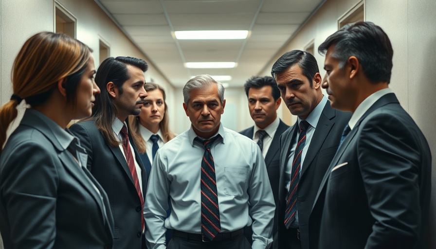 Tense office scene from Severance Season 2 with confronting group.