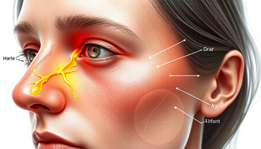 Geniculate Herpes Zoster symptoms illustration, facial nerve detail.