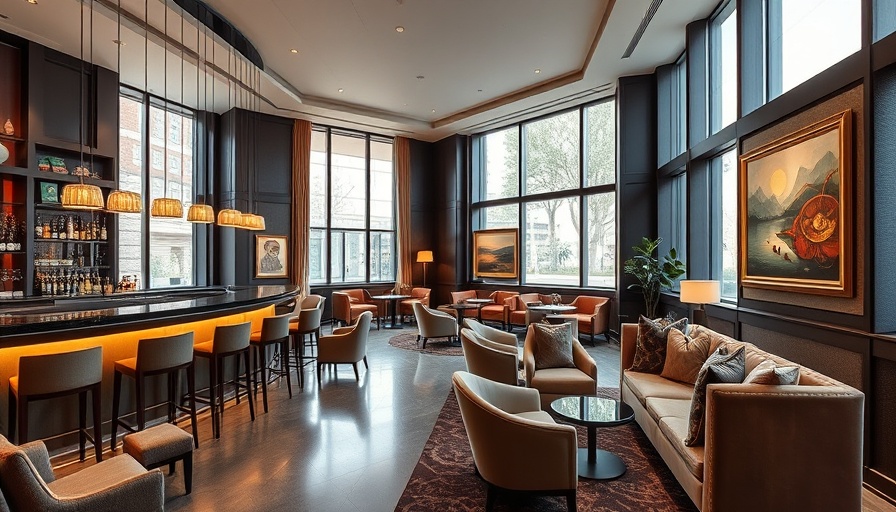 Elegant lounge bar at Longfellow Hotel with modern decor.