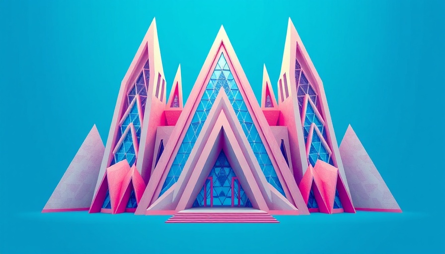 Abstract geometric facade of Cardboard Cathedral design.