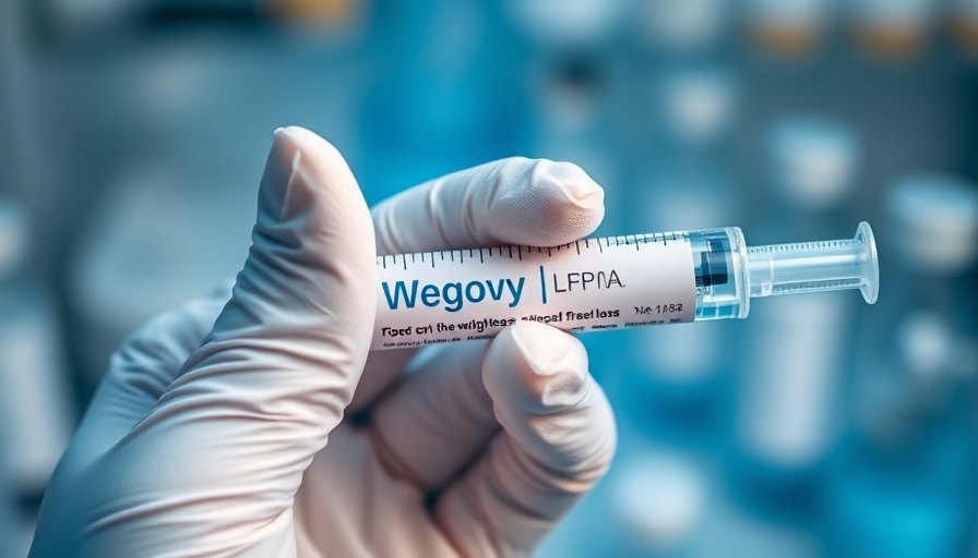 Wegovy semaglutide syringe in a laboratory setting, GLP-1RA weight loss drug.