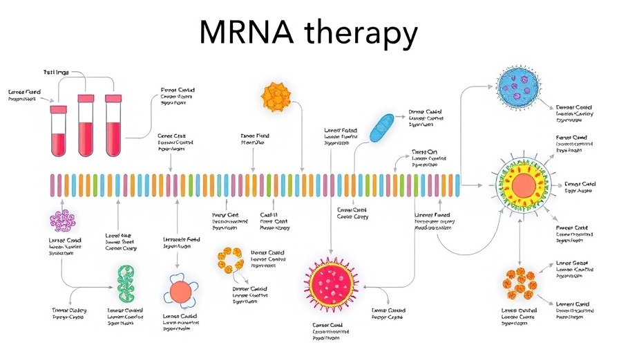 Illustration of mRNA therapy process with labeled components