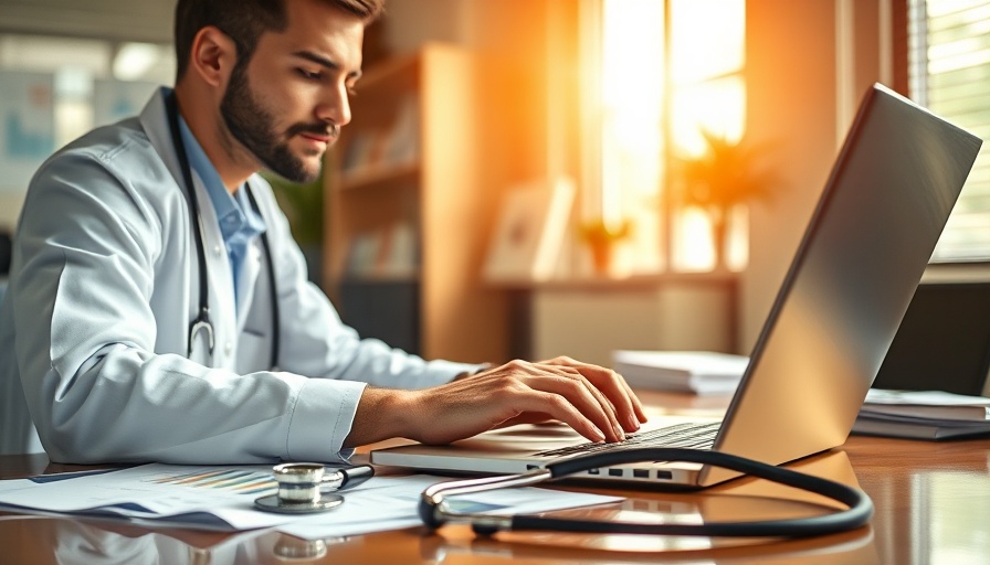 Healthcare professional working on budget with charts and laptop.