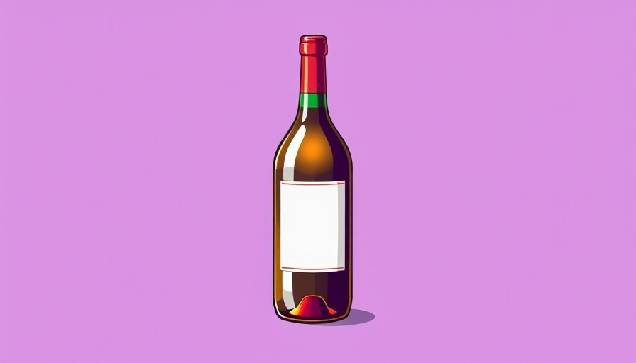 Illustrated Vin de France wine bottle on purple background