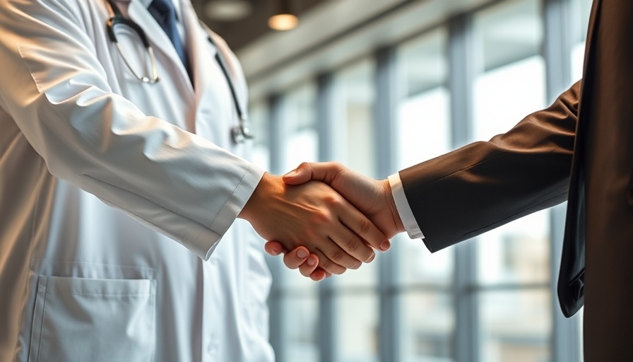 Doctor and businessman shaking hands in family medicine innovation scene