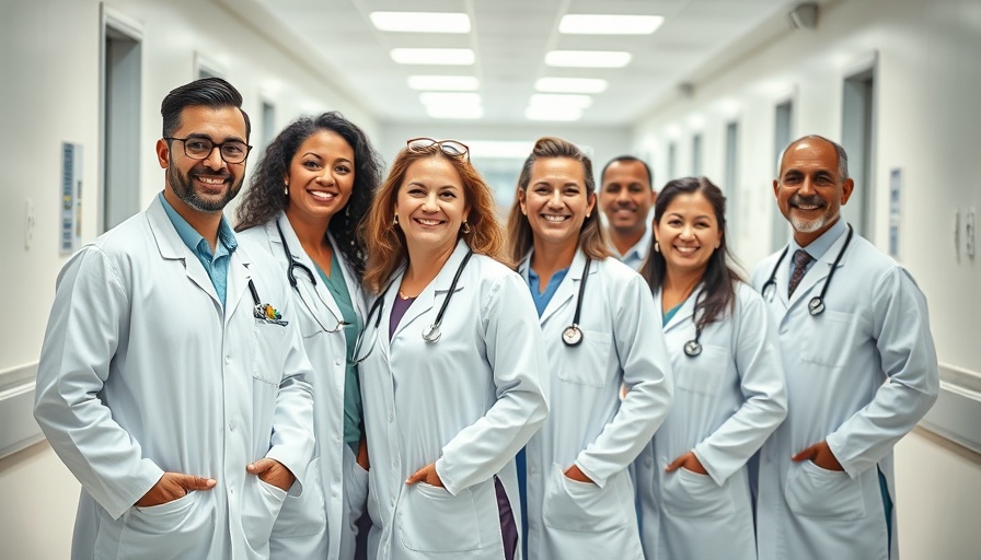 Group of smiling doctors embody qualities happy doctors have.
