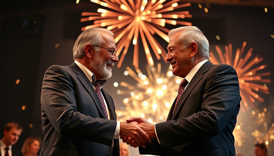 RFK Jr. nomination handshake at event with fireworks display.