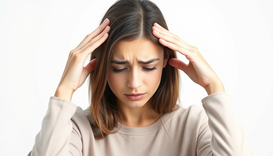 Woman experiencing headache, possibly from long COVID symptoms.