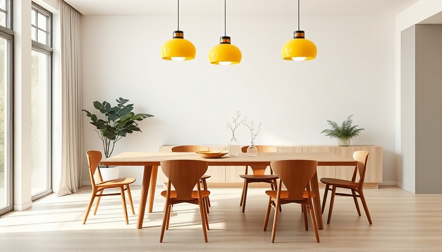 Modern dining room with Hikari pendant lamps and wooden chairs