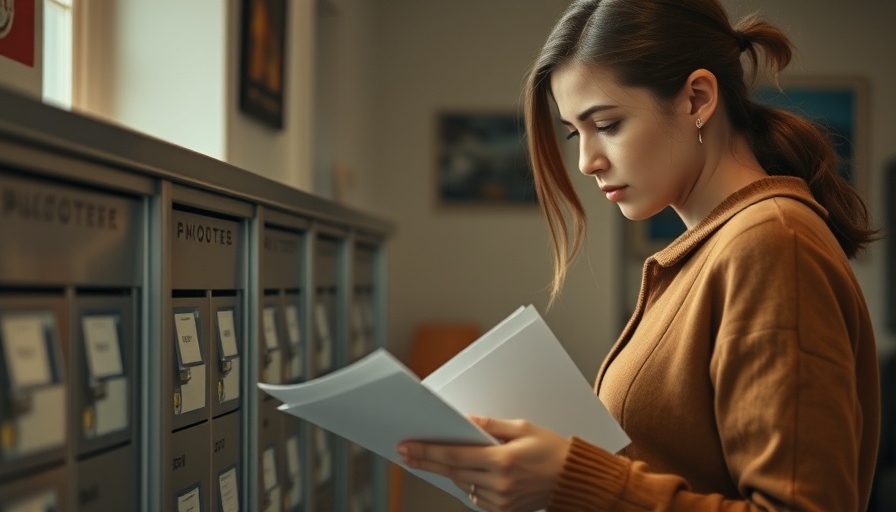 Woman checking mailbox for federal tax refund notice.