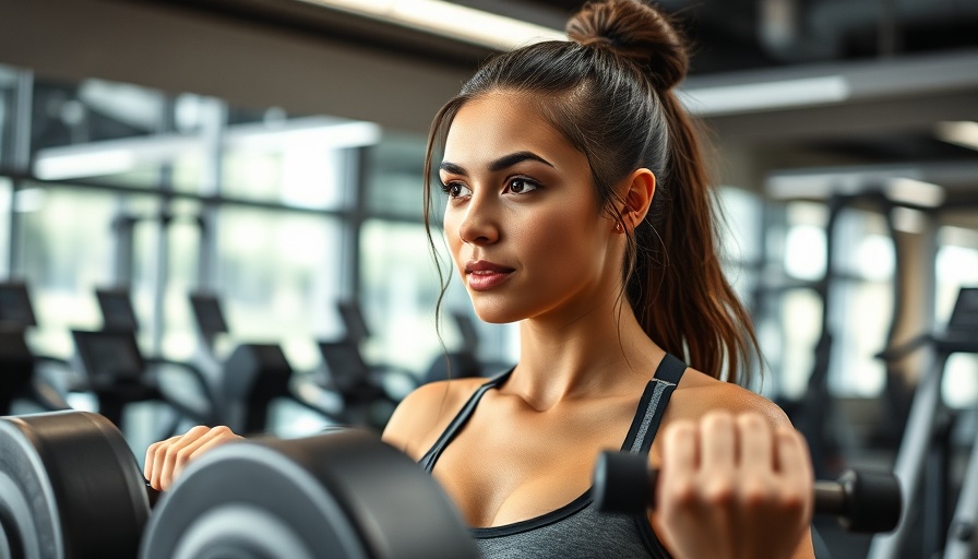 Modern gym scene showcasing fitness technology with weightlifting focus.