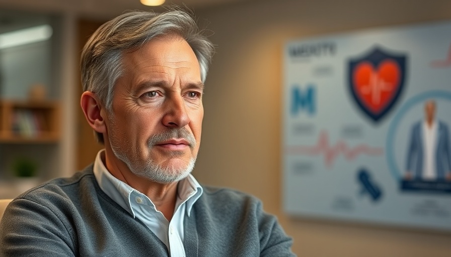 Middle-aged man discusses wet AMD treatment in interview setting.