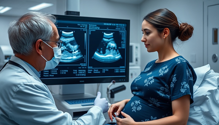 AI-powered ultrasound technology used by doctor on pregnant patient in hospital.