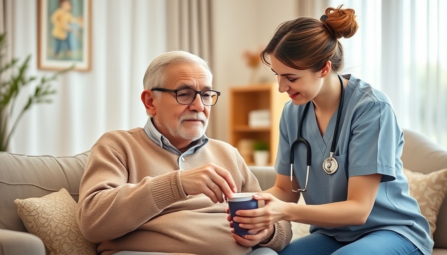 In-home care services, young caregiver assisting elderly man.