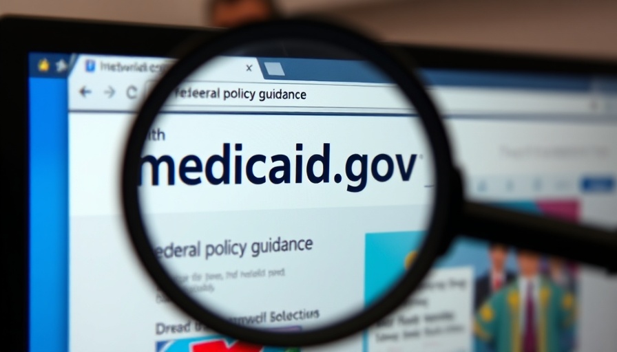 Close-up of medicaid.gov website under magnifying glass highlighting federal spending.